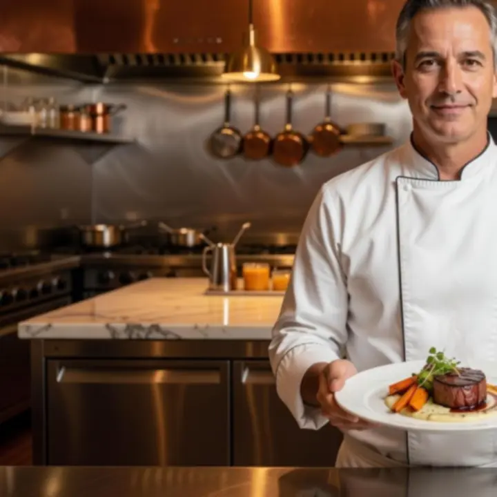 Portrait du chef du restaurant Jackpot En Ligne dans la cuisine.